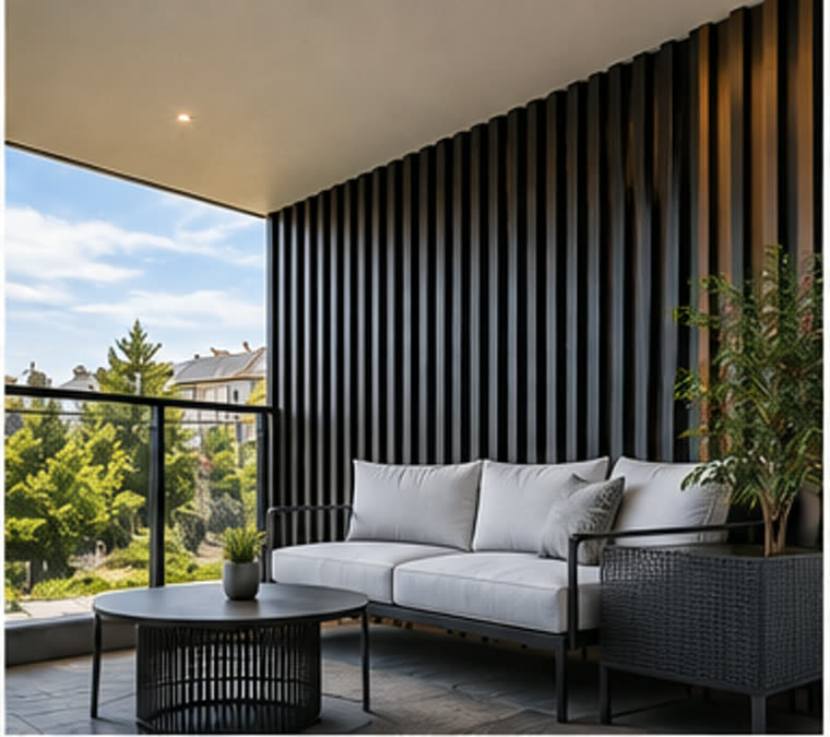 Balcon cu perete de riflaje de aluminiu