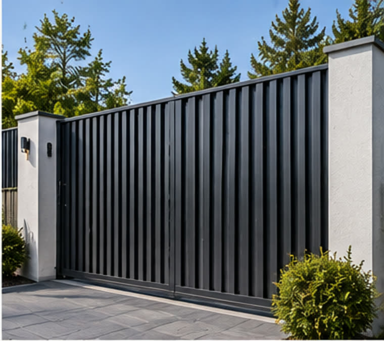 Gard de aluminiu cu riflaje verticale